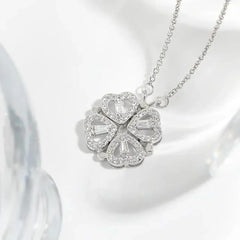 Magnetic Silver Flower Pendant | قلادة زهرة فضية مغناطيسية